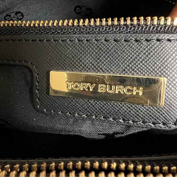 Tory Burch Robinson Basket-Weave Top Handle Black Satchel - Picture 8 of 12